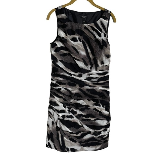 Ann Taylor Animal Print Ruched Sheath Business Dress 6 Petite - Picture 1 of 5